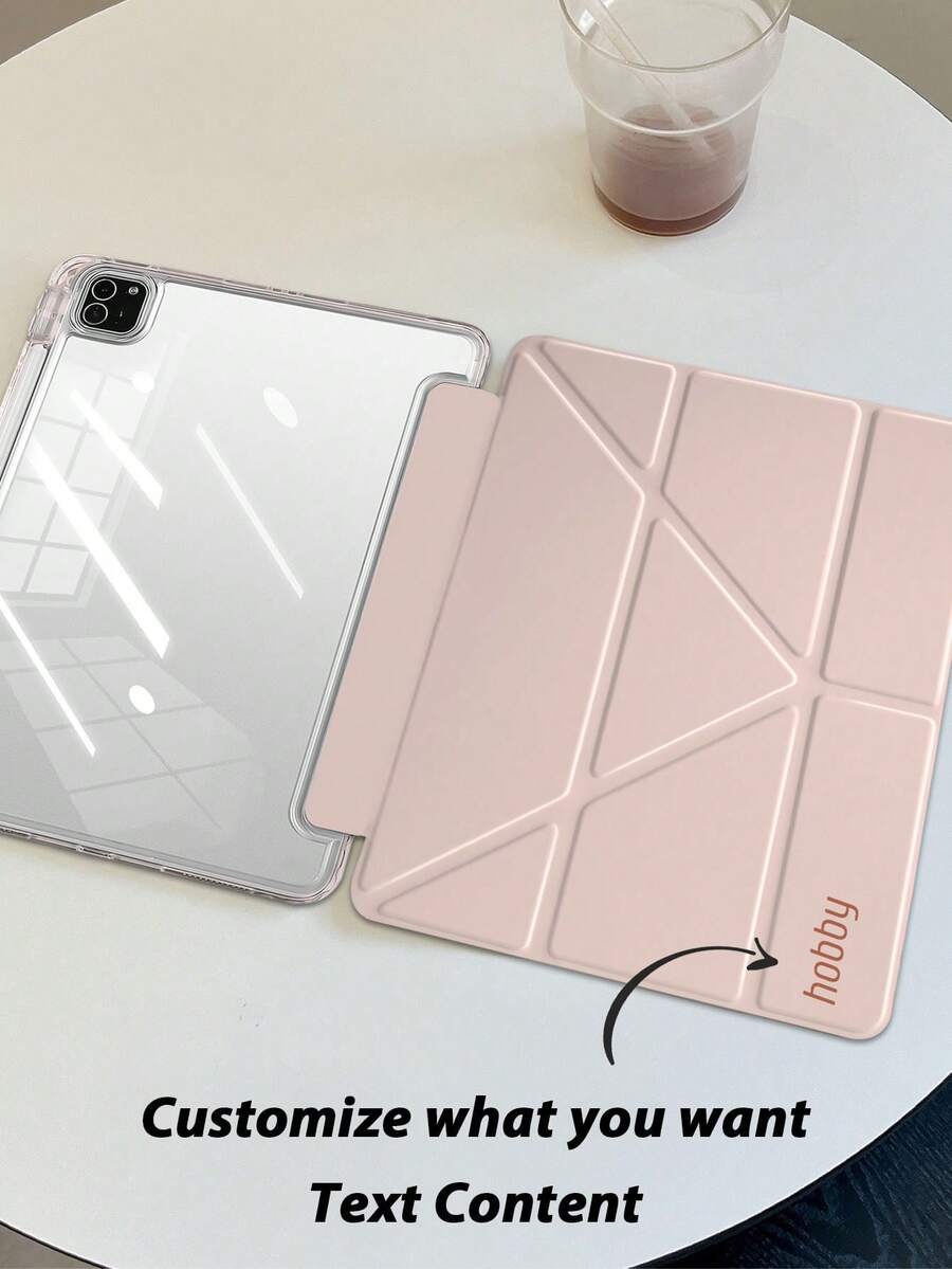 1个透明亚克力Y型折叠平板保护套,粉色,可定制文字,适用于iPad Mini 6/Mini 7/9.7/10.2/10.5/Air 4/Air 5/第十代/10.9/Pro 11英寸/Air 11 (M2) 2024/Pro 11 (M4) 2024/iPad Air 11英寸 (M3) 2025/iPad (A16) 11英寸第十一代 2025款。产品不包含触控笔。部分型号配有镜头框、多折叠多角度支架、内置触控笔插槽、高透明防刮防弯折亚克力后盖、磁吸式自动休眠/唤醒、智能省电,简约/休闲/个性化设计。 - 粉色 - 查看 1