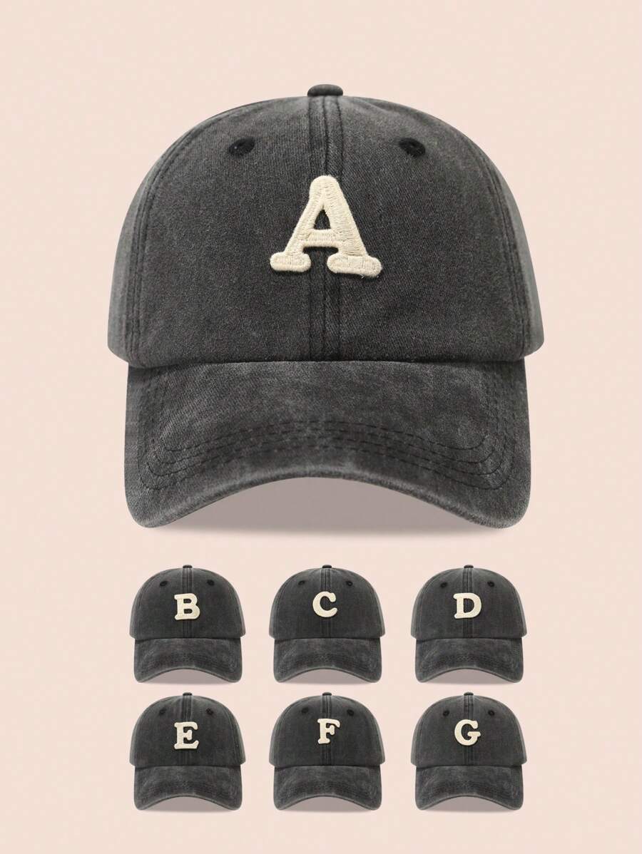 1 pieza Gorra de béisbol con 26 letras para niños, sombrero de sol lavado para niños/niñas pequeños para uso diario, protección UV