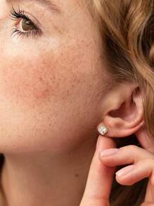 ORAZIO 1 Par de Pendientes de Botón con Circonita Cúbica para Hombre y Mujer, Juego de Pendientes con Poste de Plata de Ley 925 Chapados en Oro de 14K Hipoalergénicos, Redondos y Cuadrados con Circonitas Cúbicas Enchapadas, Pendientes Simulados con Halo de Diamante