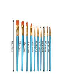 10er-Set Nylon-Acrylpinsel mit Aquarell-, Gouache-, Acryl- und Liner-Pinseln; inklusive faltbarem blauem Eimer-förmigem Trageset mit Fächern zum Waschen, Schulstart, Schulbedarf