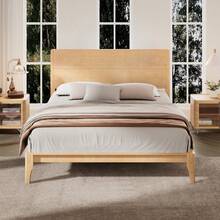 MERAX Mid-Century Modern Queen Size 12 Inch Bamboo Wood Platform Bed With Wood Slat Support, No Box Spring Needed, Easy Assembly,Natural - Natural-Queen Size - View 2
