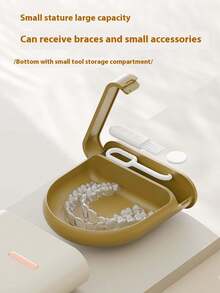 1个便携式隐形正畸矫治器牙盒，ABS密封保持器收纳盒（不含清洁刷），旅行便携式正畸托盘收纳盒，无需电池 - 不含配件