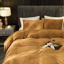 DIvellow Velvet Duvet Cover Queen Set Sage Green Comforter Cover 3Pcs Ultra Soft Cover Breathable Solid Luxury Flannel Velour Duvet Cover Zipper Closure Corner Tie - 鏽 - 查看 3