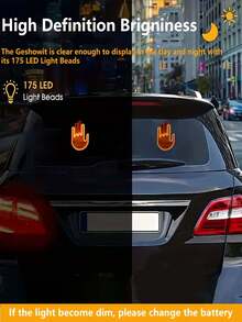 带遥控手势的汽车指示灯、汽车 LED 灯、路怒标志、装饰性琥珀色手势指示灯、遥控车辆装饰，不含电池 - 黑色 - 查看 5