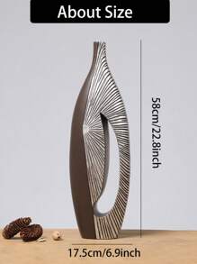 Simple Decorative Resin Vase, Matte Line Textured Living Room/Bedroom Decor, Home Furnishing Art Gift