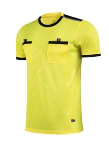 2pcs Sports Referee Uniform, Football, Badminton, Table Tennis Sports Training Running Comfortable Athletic Pocket T-Shirts, Breathable Short Sleeve