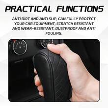 QKYS Leather Car Gear Shift Knob Cover, Upgraded Anti-Slip Design Stick Shift Knob Cover, Universal Durable Car Decorative Accessories Shifter Stick Protector Suitable For Cars,Trucks,SUVs (Black) - Black - View 3