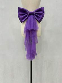 1 chiếc thắt lưng satin trắng trang trí nơ với dải ruy băng lưới bất đối xứng, phụ kiện ngày Valentine - Nhiều màu - Xem 29