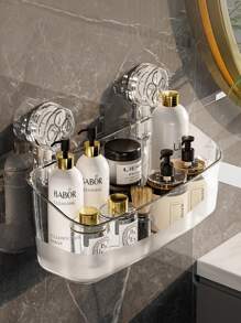 PET transparentes Badezimmer, Dusche, Küche, Toilette Aufbewahrungsregal - 2 Farben (Klar Weiß & Rauchgrau), klebefrei mit Saugnapf-Befestigung und Twist-Lock Luftfreigabe-Technologie, bohrlochfreie Wandmontage ohne Beschädigung, wiederverwendbares Mehrzweck-Aufbewahrungsregal für Gewürzgläser, Toilettenartikel, Toilettenpapier, Badezimmerzubehör, feuchtigkeitsbeständig, platzsparendes Design Rückkehr zur Schule