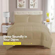 JIANGTAO-Dorm Room Essentials College Bedding Comforter Set 5 Piece Twin XL Size Bed In A Bag For College Students Boys And Girls, Twin XL, Navy Blue - 灰褐色 - 查看 2