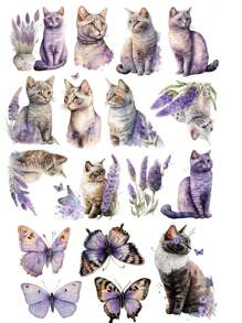 Set di 17 adesivi carini a tema gatto in stile acquerello per bricolage, scrapbooking, album, planner, taccuino, decorazione computer, cartoleria vintage, forniture scolastiche, back to school