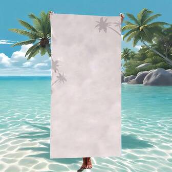 1 Stück weißes Strandtuch mit Palmenbaum Muster, super weiches Faser Strandtuch, Sporthandtuch, geeignet für Sommer, Strand, Schwimmbad, Reiseaccessoires, Strandessenziellen
