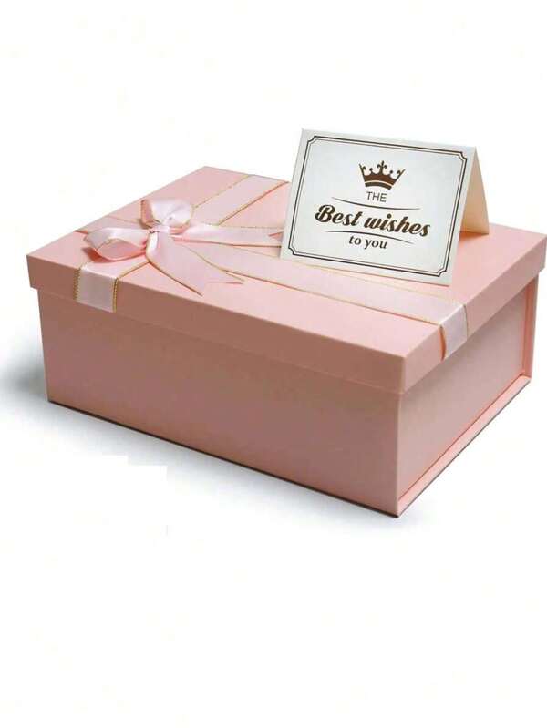 Gift Packaging Box, Simple, Solid Color, Ribbon Bow, Heaven And Earth Cover Folding Box, Suitable For Party Gifts, Holiday Gift Packaging, Girlfriend, Valentine's Day Birthday Gift Packaging Box