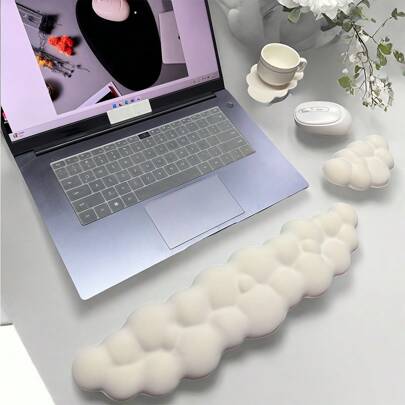 2pcs Ergonomic Cloud Keyboard Wrist Rest Pad & Mouse Wrist Cushion - Wrist Support For Keyboard And Mouse, For Desktop, Computer Games, Office, Home Use