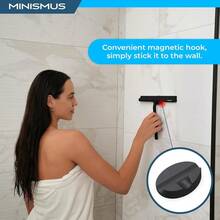 Shower Squeegee With Magnetic Hook Silicone Window Wiper With Adhesive Wall Mounted Hanger Shower Squeegee For Glass Doors Rubber Squeegee Shower Glass Cleaner 8.25 Inches Black - Black - View 3