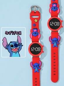 Disney 1 pieza Reloj electrónico digital 3D del personaje de Stitch de Disney con pantalla LED, adecuado para uso diario y como regalo
