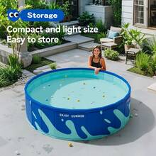 1pc Large Inflatable Round Swimming Pool, Portable Home Use Pool, Easy Setup No Installation Required, Suitable For Yard, Lawn, Terrace Leisure Swimming In Summer - Blue - View 3