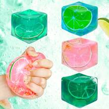 1/4 piezas Cubos antiestrés - Bolas antiestrés de masa esponjosa de crecimiento lento, juguetes sensorial blandos para aliviar la ansiedad, se pueden estirar y comprimir, bolas antiestrés con forma de cubo de hielo para ADD/ADHD