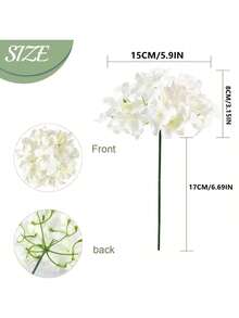 1 cái/3 cái/6 cái/250 cái (có dây thép) Cành hoa cẩm tú cầu nhân tạo, lá lụa phun, cành hoa cưới giả, cành cây xanh, cây hoa giả bằng lụa và nhựa, thích hợp trang trí nhà cửa, tiệc cưới, ngày Valentine, trang trí năm mới. - trắng - Xem 2