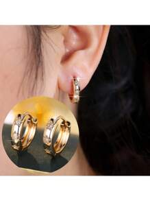 1 par de pendientes de aro y botón minimalistas y versátiles para mujer, aptos para uso diario