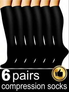 6 pares de calcetines de compresión de cobre amarillo unisex para hombre y mujer, calcetines deportivos para ciclismo, adultos que apoyan la circulación, para correr, ciclismo, senderismo, viajes - Multicolor - Ver 1