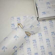 Blue/Pink Bow Pattern Thin Paper, 50*35cm, Thin Moisture-Proof Wrapping Paper, Suitable For Gift Packaging, Clothing Packaging, Fragile Item Protection, Birthday Decoration, Valentine's Day, Mother's Day, Christmas Gifts, Decorative Packaging, Elegant Gift Wrapping Paper, Bouquet Decoration Tissue Paper - Blue - View 7