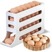 30 Eggs Refrigerator Holder - Automatic Rolling Refrigerator Egg Organiser, Space Saving Egg Dispenser Holder, 4 Tier Refrigerator Egg Holder, Kitchen Storage Refrigerator Use Large Capacity Egg Organiser Holiday Gift (White)Home Decor, Party Storage, Christmas Storage, New Year Storage - 白色 - 查看 7