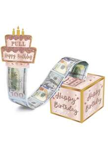 1 Set Rosagold/Schwarz-Gold Geburtstags-Papier-Geldbox + Karte zum Geldkarten-Ziehen, witzige Zieh-Geldgeschenkbox Alles Gute zum Geburtstag Überraschungsgeschenkset für Frauen Männer beste Freunde Freundin Ehefrau Schwester Geburtstagspartys, Schulanfang Valentinstag