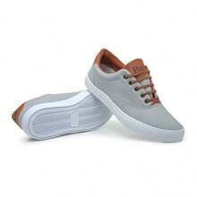Men's Polo Boxster Casual Sneakers Lace-Up Sneakers Flat Sole Round Toe Casual Dress Shoes - 淺灰色 - 查看 2