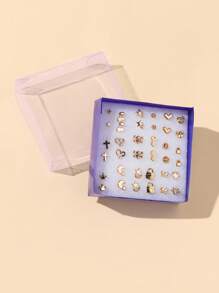 Assorted Mini Cartoon Gold-Color Plastic Stud Earrings, May Not Be The Same As The Picture