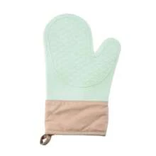 Guante aislado de silicona, antideslizante, alargada, gruesa, resistente a altas temperaturas, dispositivo antiescaldo de cocina - Verde - Ver 3