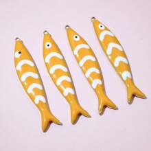 5pcs 40x8mm Stainless Steel Enamel Fish Charms Pendant DIY Jewelry Making Accessories Findings For Necklace Earrings Bracelets