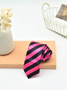 1 Peça Gravata de Moda Listrada em Duas Cores para Homens, Adequada para Reuniões de Negócios e Uso Diário com Camisas e Ternos