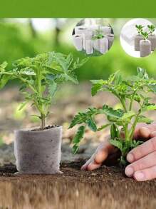 100 Stücke/200 Stücke Vliesstoff-Sämlingsbeutel, Pflanzenbaumschulenbeutel, verstärkte Pflanzkübel für Gartenbau und Topfpflanzen