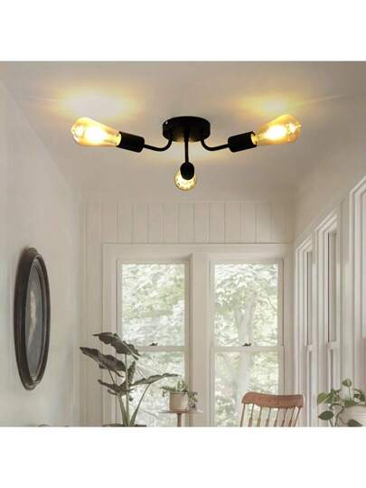 Nordic Ceiling Light, Simplistic Bedroom/Dining Room/Study Iron Art Hang Lamp, Bulbs Not Included