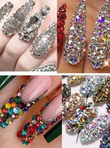 Verpackte ultra-glänzende Nagelkunst Diamanten: Sortierte japanische frische girly Stile, DIY tragbare Nageldekoration für Make-up, Schul-Zubehör, Zuhause/Urlaub/Reise unverzichtbares funkelndes Diamant-Accessoire