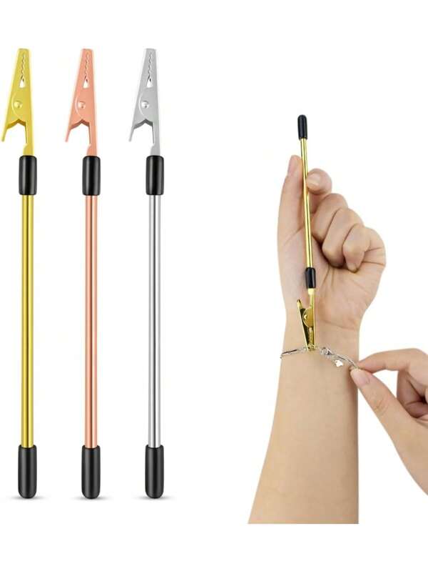 Bracelet Helper Tool Bracelet Fastening Helper Tool For Jewelry Watch Necklace Clasps Zippers Bracelet Fastener Helpers Gold Silver Rose Gold Metal Jewelry Clasp Hooking Jewelry Ties Zipper