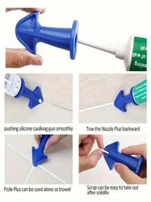 9pcs 4-In-1 Silicone Caulking Tool Set - Multi-Function Stainless Steel Tips, Adjustable Silicone Sealant Nozzle, Grouting Spatula, And Scraper For Kitchen, Bathroom, Window And Sink Joints - Easy Clean And Reusable