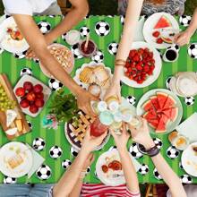 1Pc, Green Soccer Party Tablecloth Soccer Theme Birthday Table Cover Decoration Soccer Party Supplies Favor Green Football Tablecloth Table Decoration Bachelor Sports Game Party