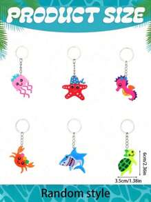 24pcs- Party With Sea Creature Keychains, Cartoon Key Chains, Suitable For Party Favors, Holiday Items, Back To Classroom Gifts, Reusable Birthday Party Return Favors For Bag Fillers Party Ornaments, Summer Beach, Pool Party, Vacation Gift Giving, Mother's Day Graduation