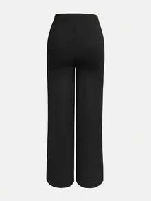XLLAIS Petite Women's Pants Summer Fashion High Elastic Long Straight-Leg Black Trousers - Black - View 5
