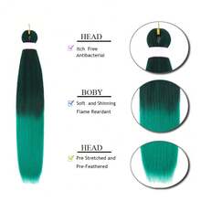Ombre Pre Stretched Braiding Hair 30 Inch 8 Packs Synthetic Crochet Braids Hot Water Setting Professional Soft Texture Synthetic Hair Extensions 30 Inch 1B 27 - 1B/綠色(黑色至綠色漸層) - 查看 2