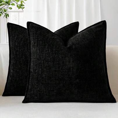 1pc Chenille Decorative Throw Pillow Covers With Stitched Edge Solid Dyed Cushion Covers For Home Decor Couch Sofa Bed Living Room