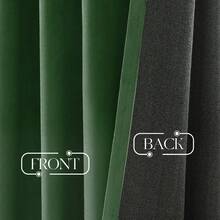 4 Panels Velvet Curtains Blackout Thermal Insulated Rod Pocket Drapes For Bedroom Living Room , Super Soft Velvet Drapes For Bedroom Living Room Thermal Insulated Window Drapes Machine Washable - 莫斯格林 - 查看 6