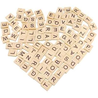 200 个木制字母，木制拼字游戏字母，木制字母，移动字母，字母拼贴 A 到 Z，用于工艺品、学习、拼写、礼物，20 X 18 X 4 毫米