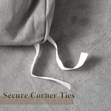 DIvellow Velvet Duvet Cover Queen Set Sage Green Comforter Cover 3Pcs Ultra Soft Cover Breathable Solid Luxury Flannel Velour Duvet Cover Zipper Closure Corner Tie - Smoky Gray - 查看 9