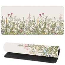 Large Vintage Floral Non-Slip Rubber Desk Mat - Cute Flowers Design Keyboard Pad For Office & Gaming, Soft Rubber Mousepad With Stylish Patterns For PC And Laptop Workspace, Computer Desk Mat