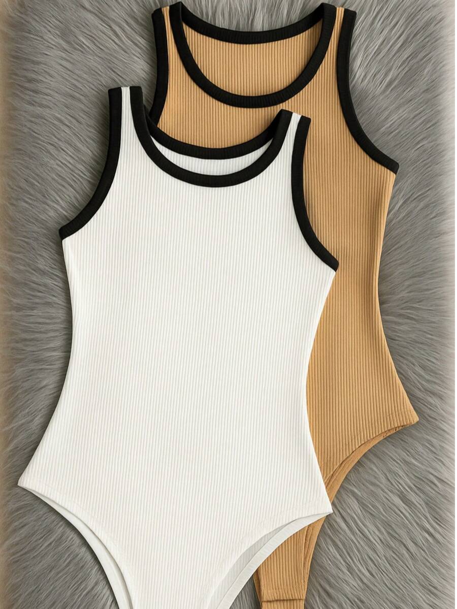 Women Bodysuits - 白色和米色 - 查看 1