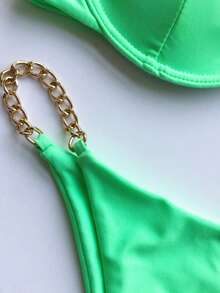 Traje de Baño Bañador Bikini de Mujer de Cadenas - Verde - Ver 4