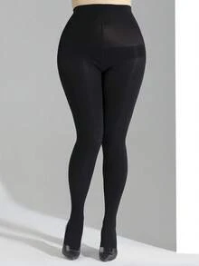 Plus Size Women's Thin Black Pantyhose, Comfortable And Breathable For Daily Wear - Black - View 3